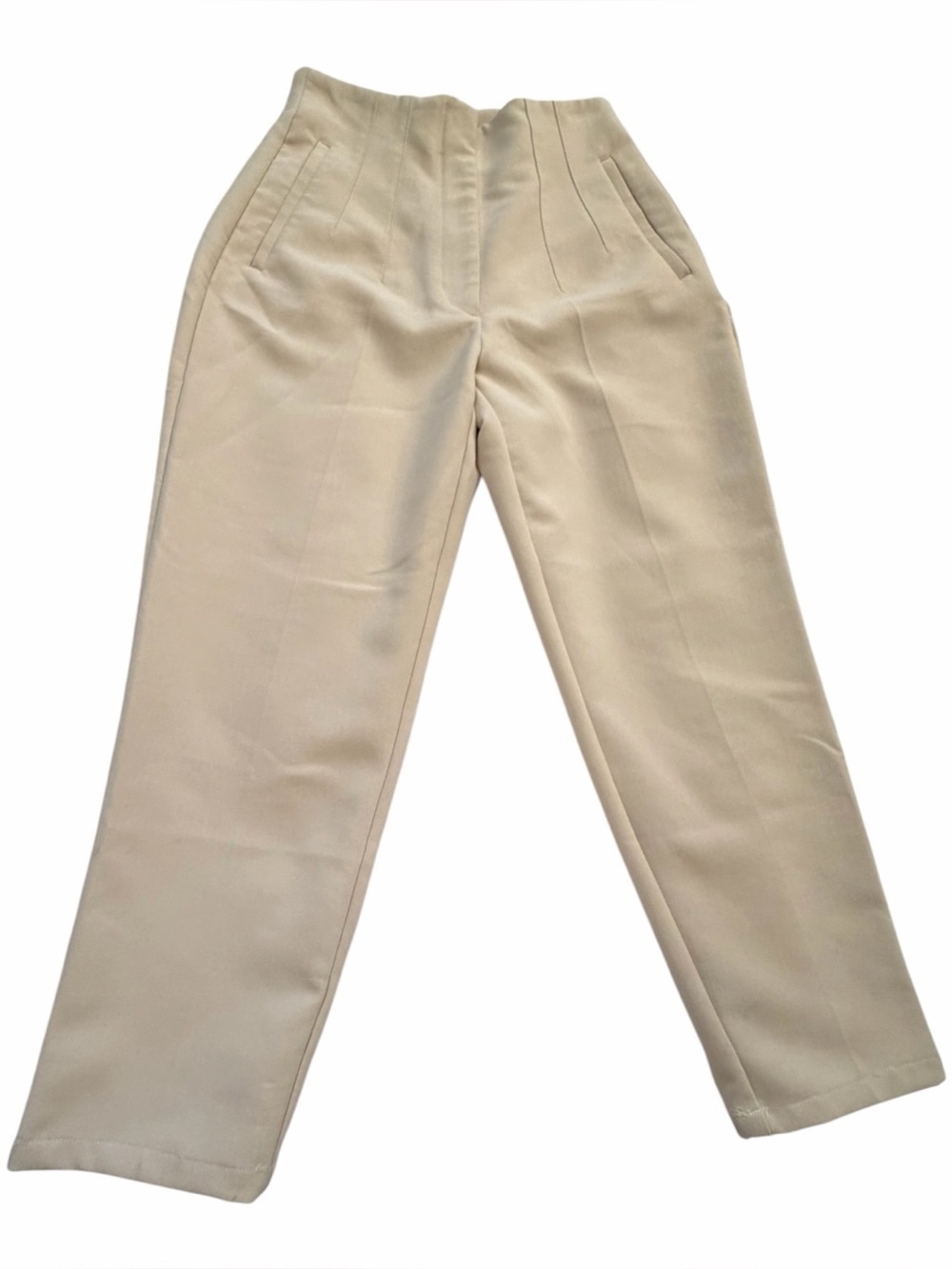 Zara tailored trousers-high-waisted-front pleats-side pockets -Size XS